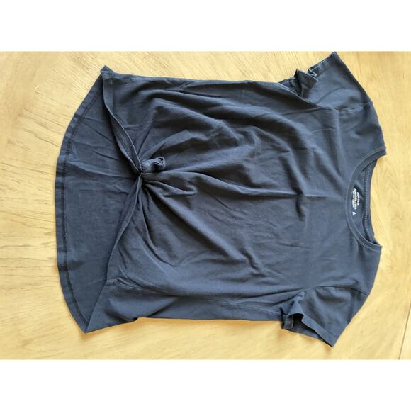 Y2K Abercrombie Fitch Black T Shirt Tie Front SOFT AF Tee Whimsygoth Whitchy L - Picture 12 of 12